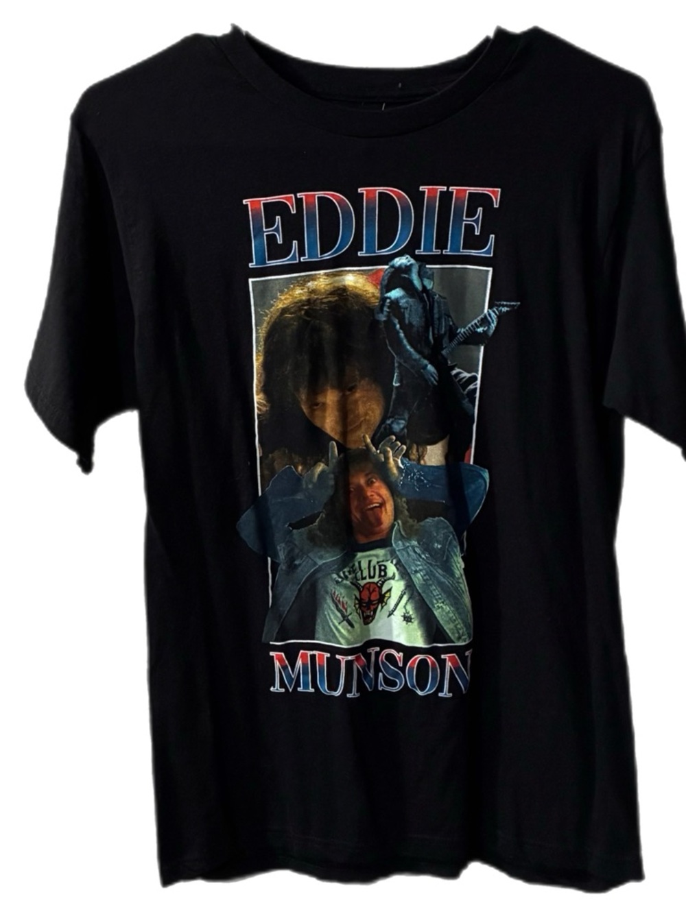 Stranger Things Black Eddie Munson Graphic Short Sleeve Tee